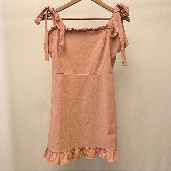 Nasty Gal NWT 10 Can’t Tie My Love Ruffle Mini Dress In Rose Cute Party Barbie - Picture 3 of 9